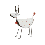 Metal Cream & Red Deer Decor