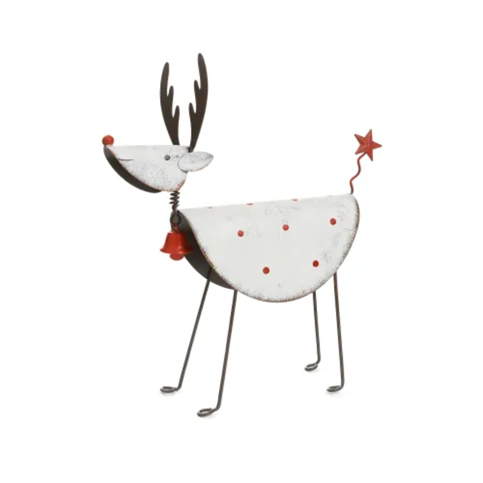 Metal Cream & Red Deer Decor