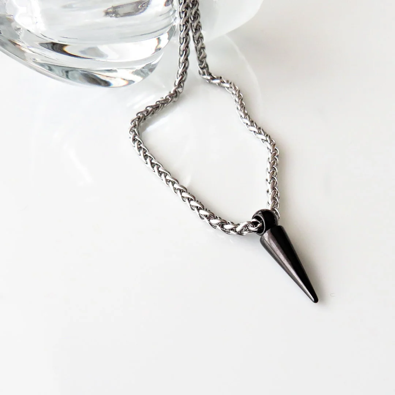 Steel Necklace With Black Spike