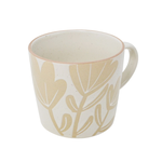 Speckled Cream & Natural Ceramic Floral Mug