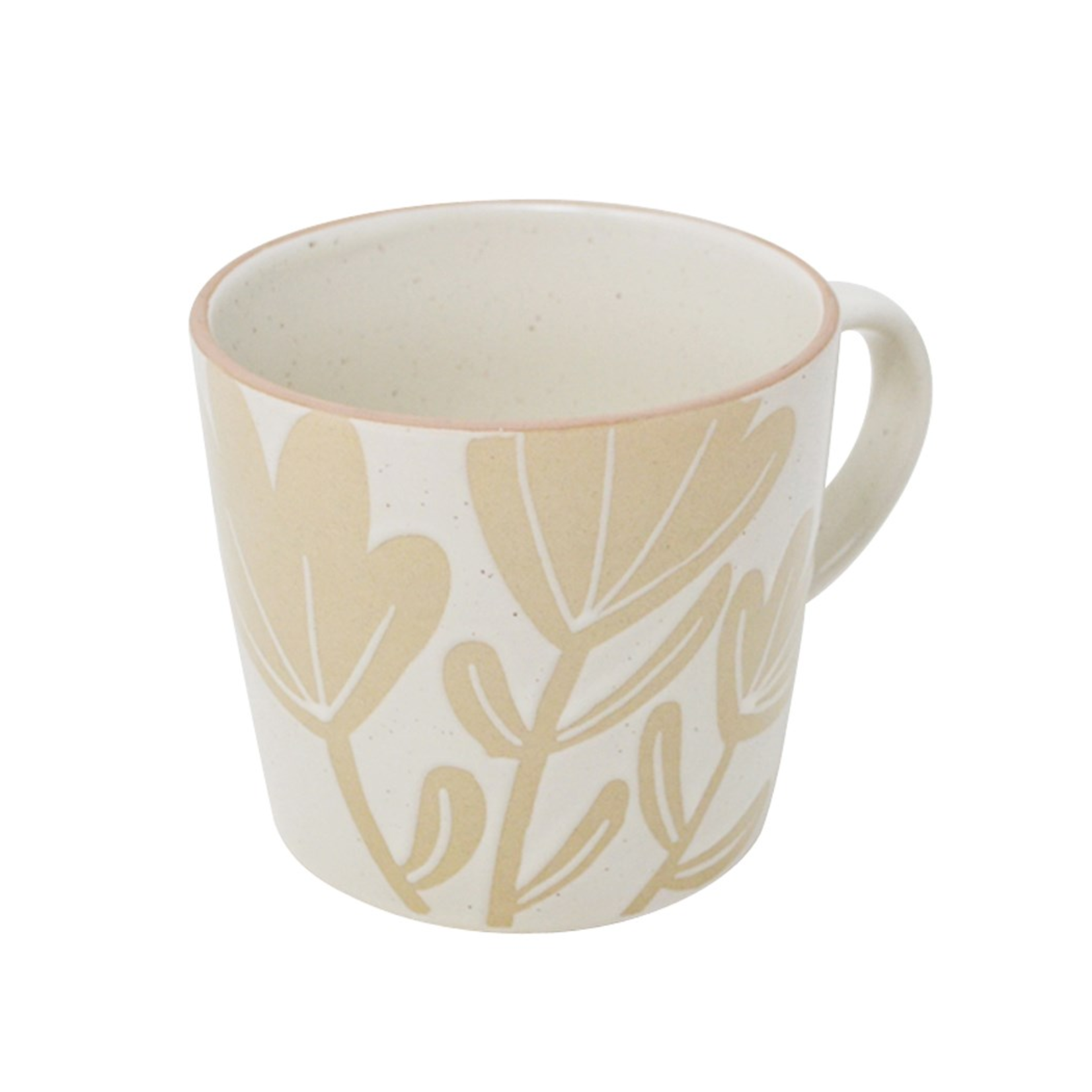 Speckled Cream & Natural Ceramic Floral Mug