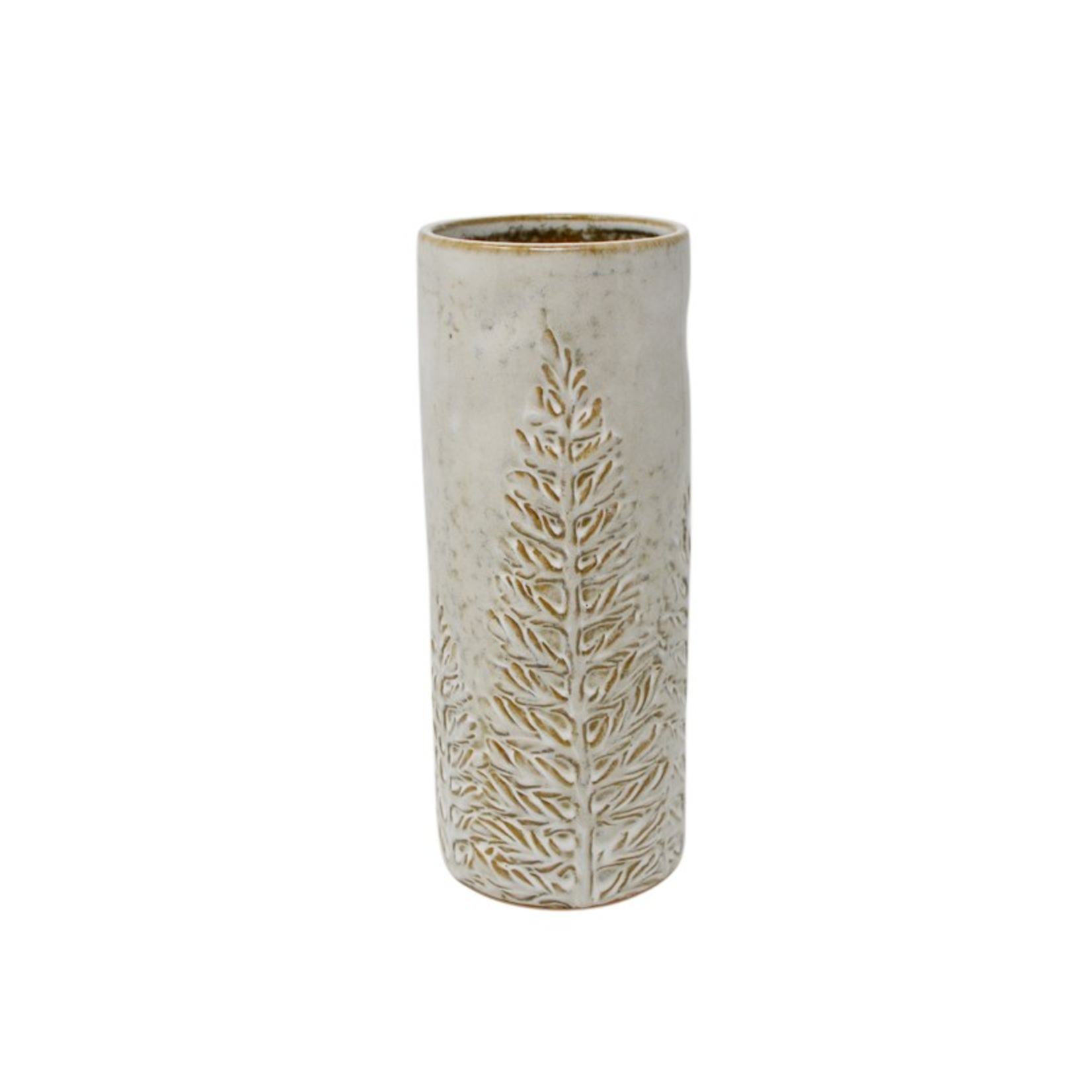 Cream & Natural Ceramic Fern Vase - Large