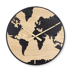 World Map Wood Wall Clock