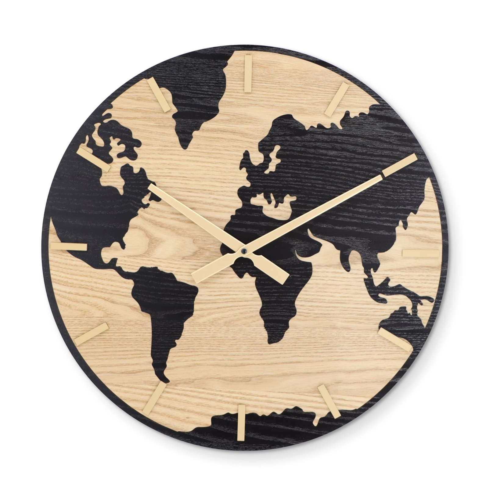 World Map Wood Wall Clock