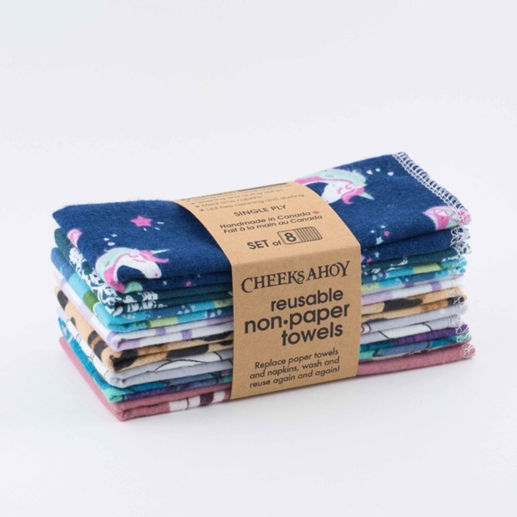 Cheeks Ahoy Nonpaper Towel Fun Mixed Prints 8-pack