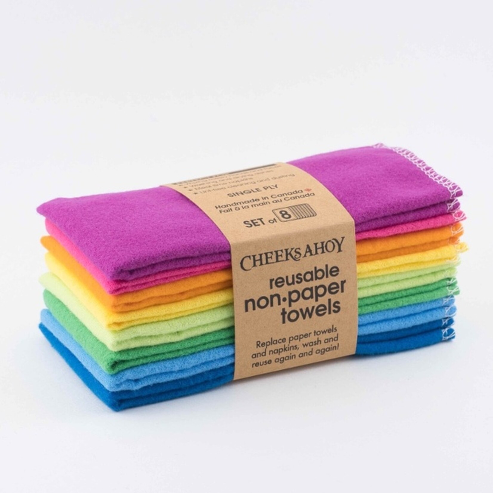 Cheeks Ahoy Nonpaper Towels Rainbow 8-pack