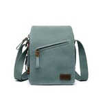 Turquoise Canvas Shoulder Bag w Flap
