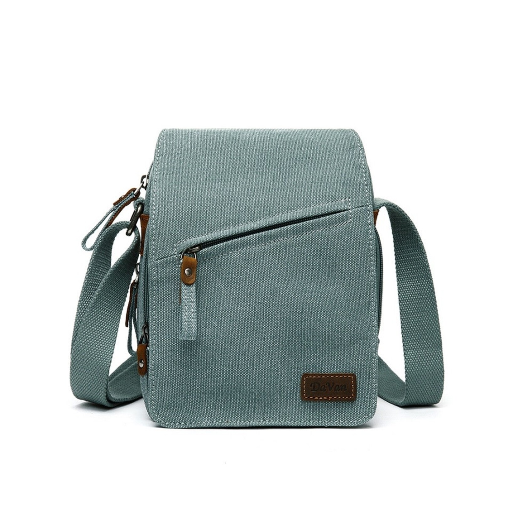 Turquoise Canvas Shoulder Bag w Flap