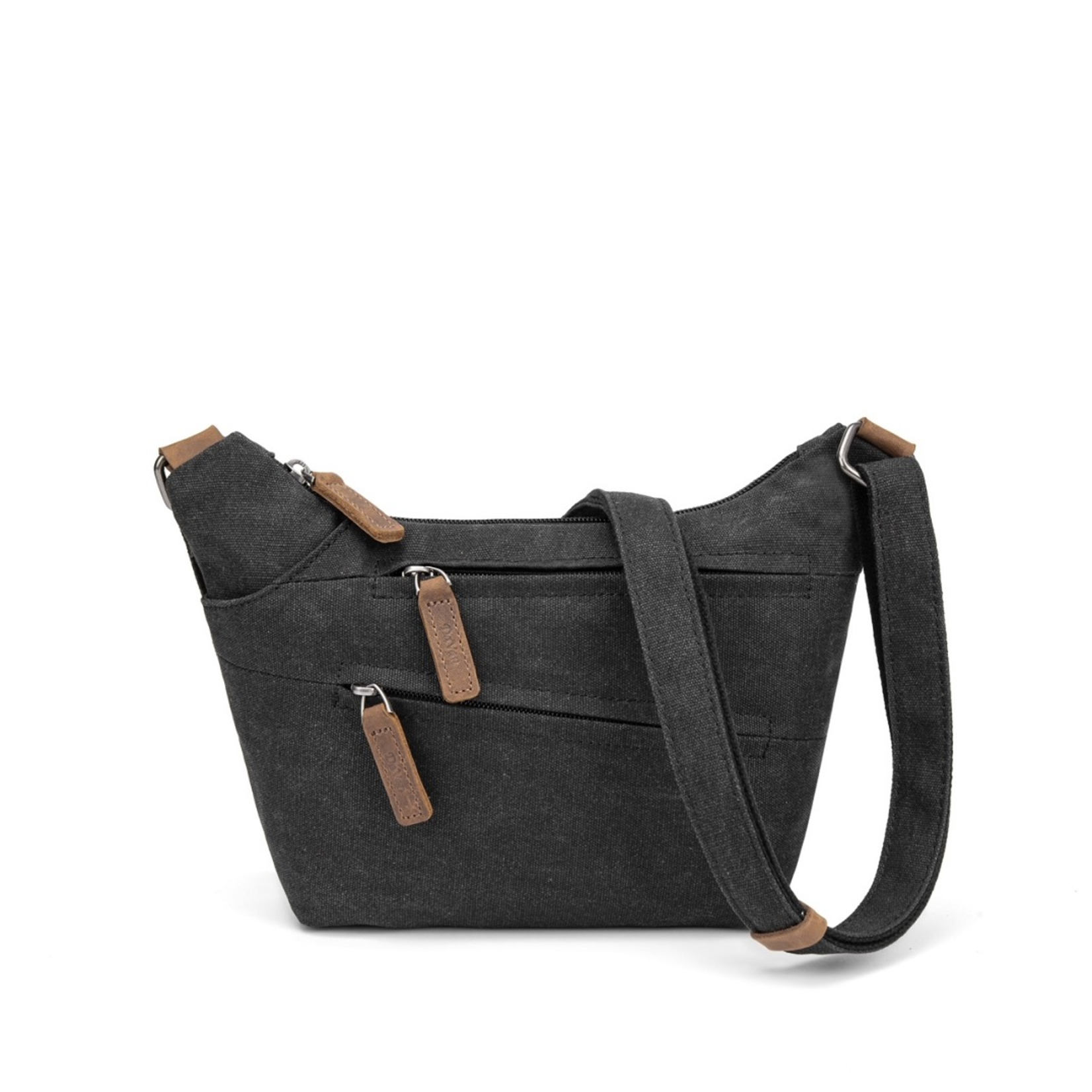 Small Black Waxed Canvas Shoulder Bag