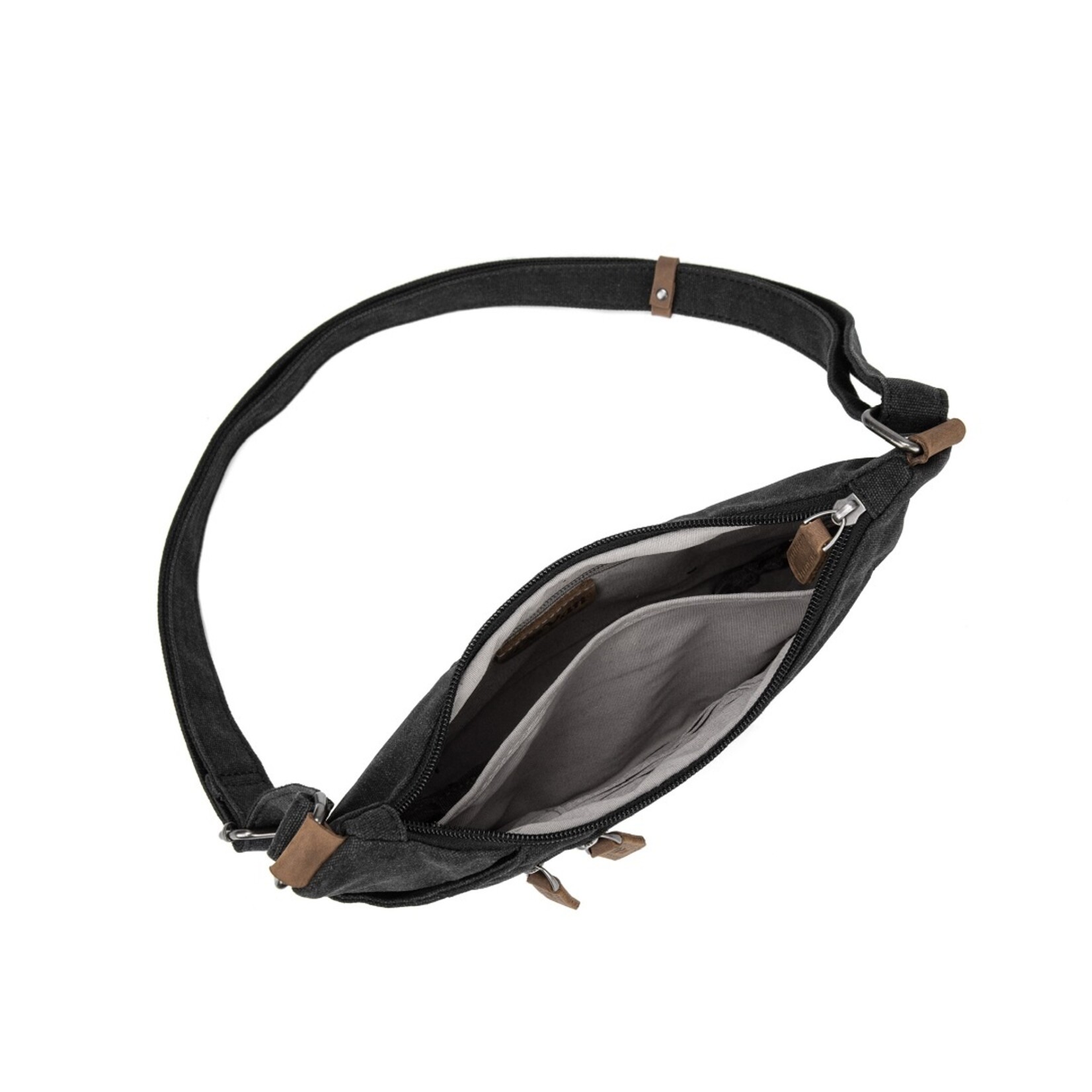 Small Black Waxed Canvas Shoulder Bag