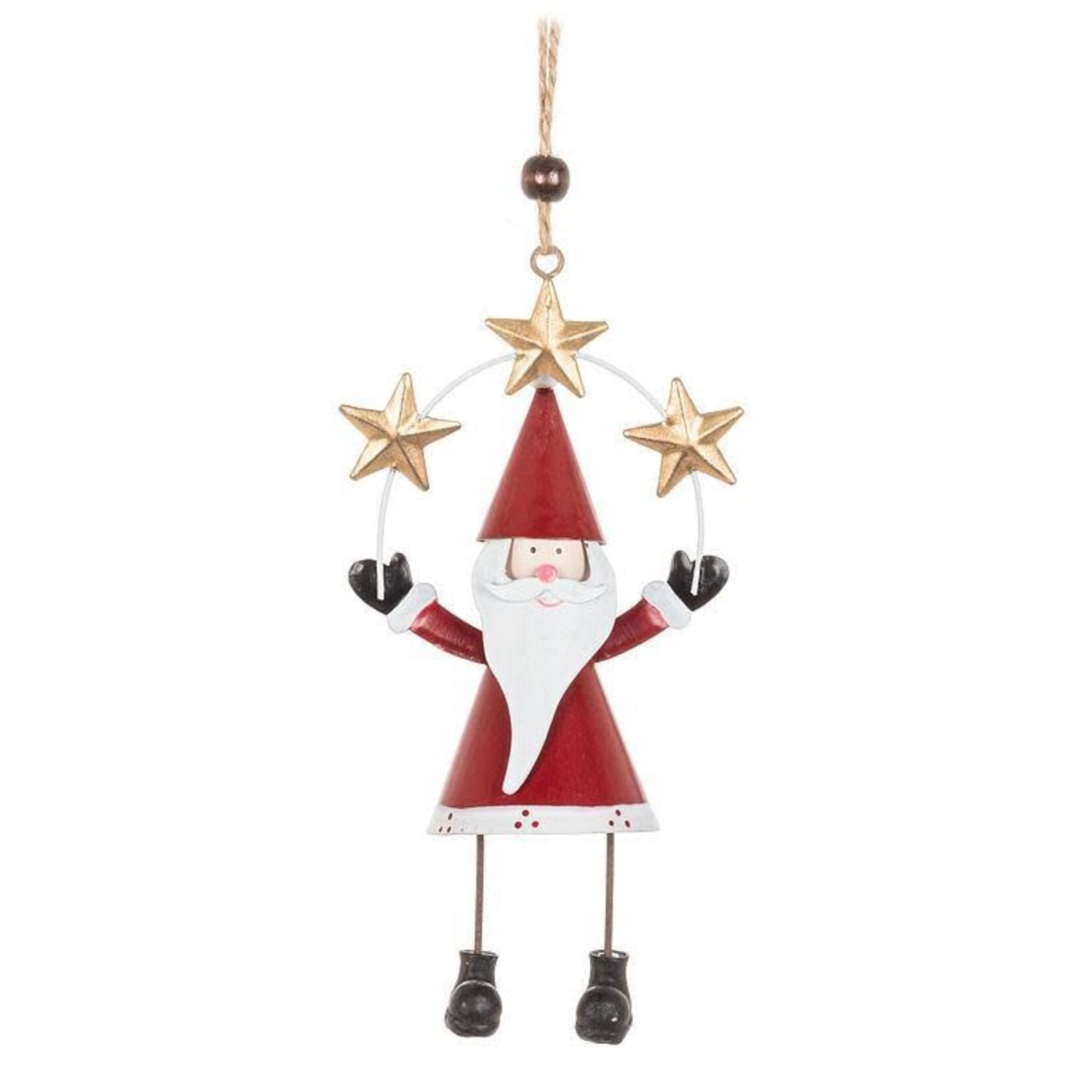 Metal Santa Ornament with Star Banner