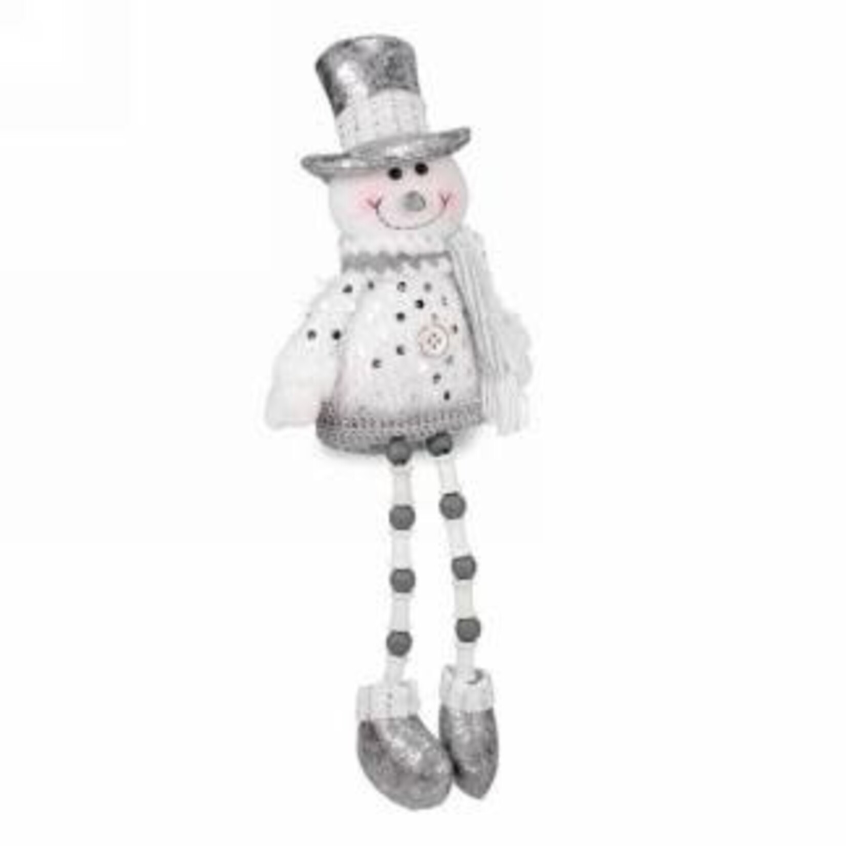 White & Silver Beaded Sitting Snowman