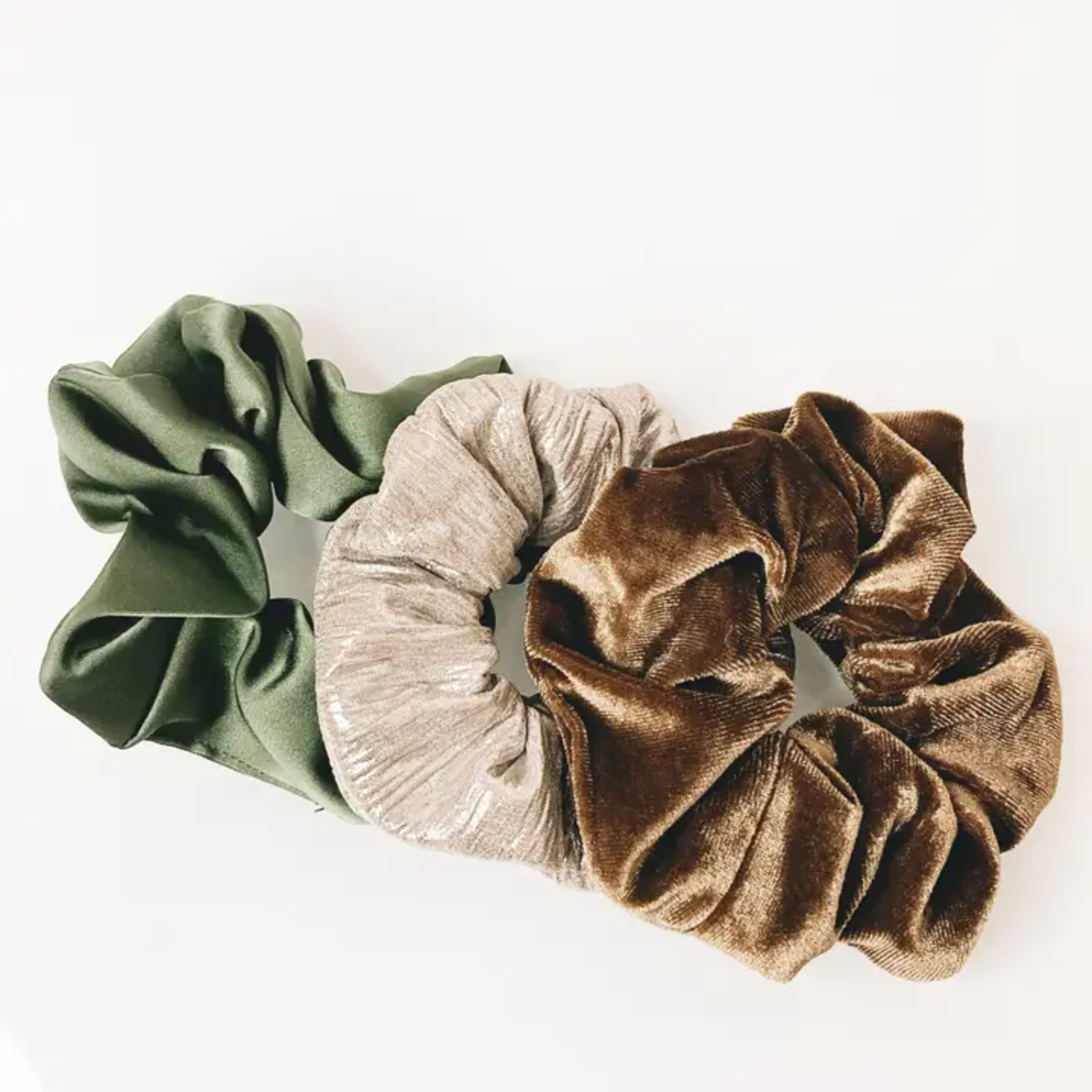 Hair Scrunchie Trio - Festive Green Collection