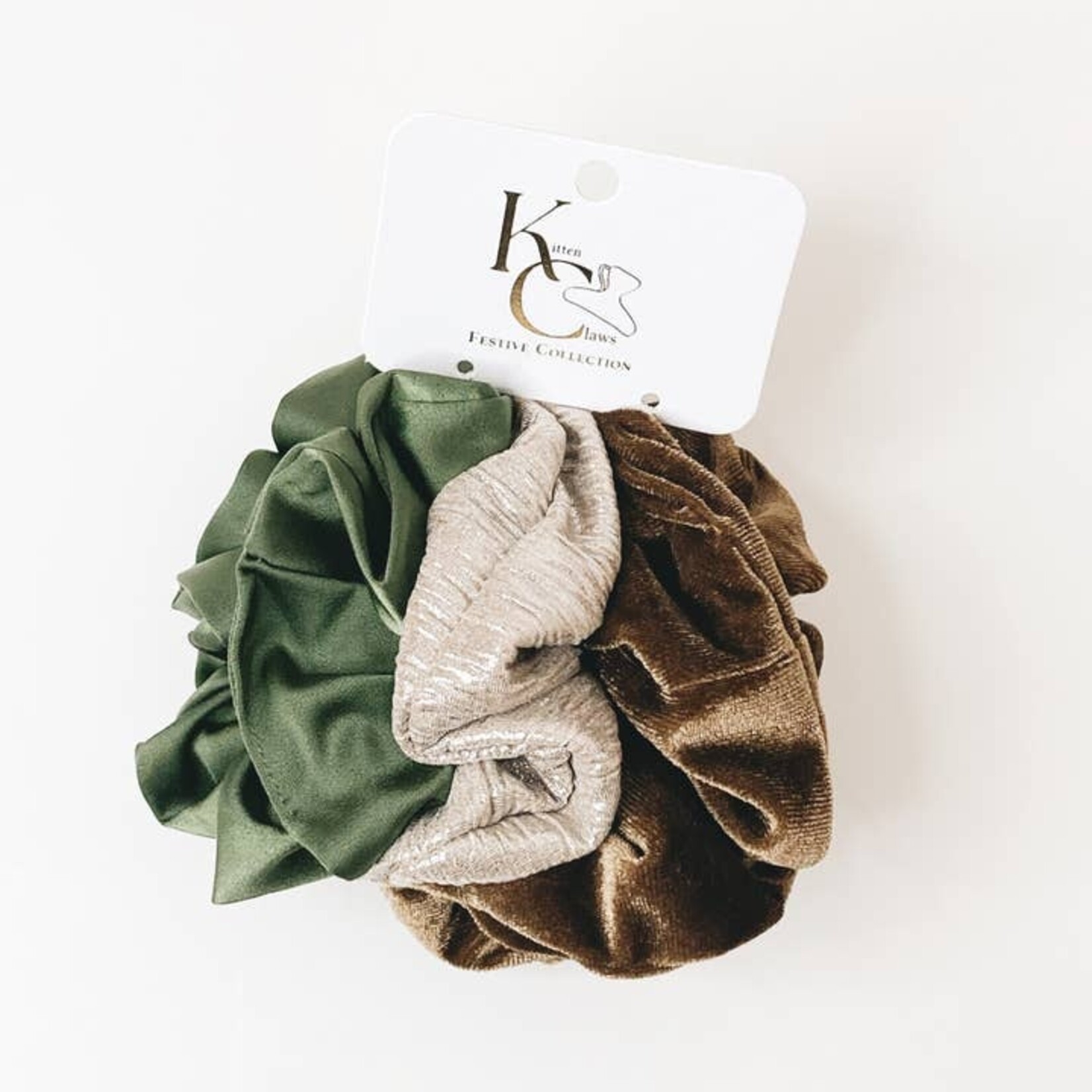 Hair Scrunchie Trio - Festive Green Collection