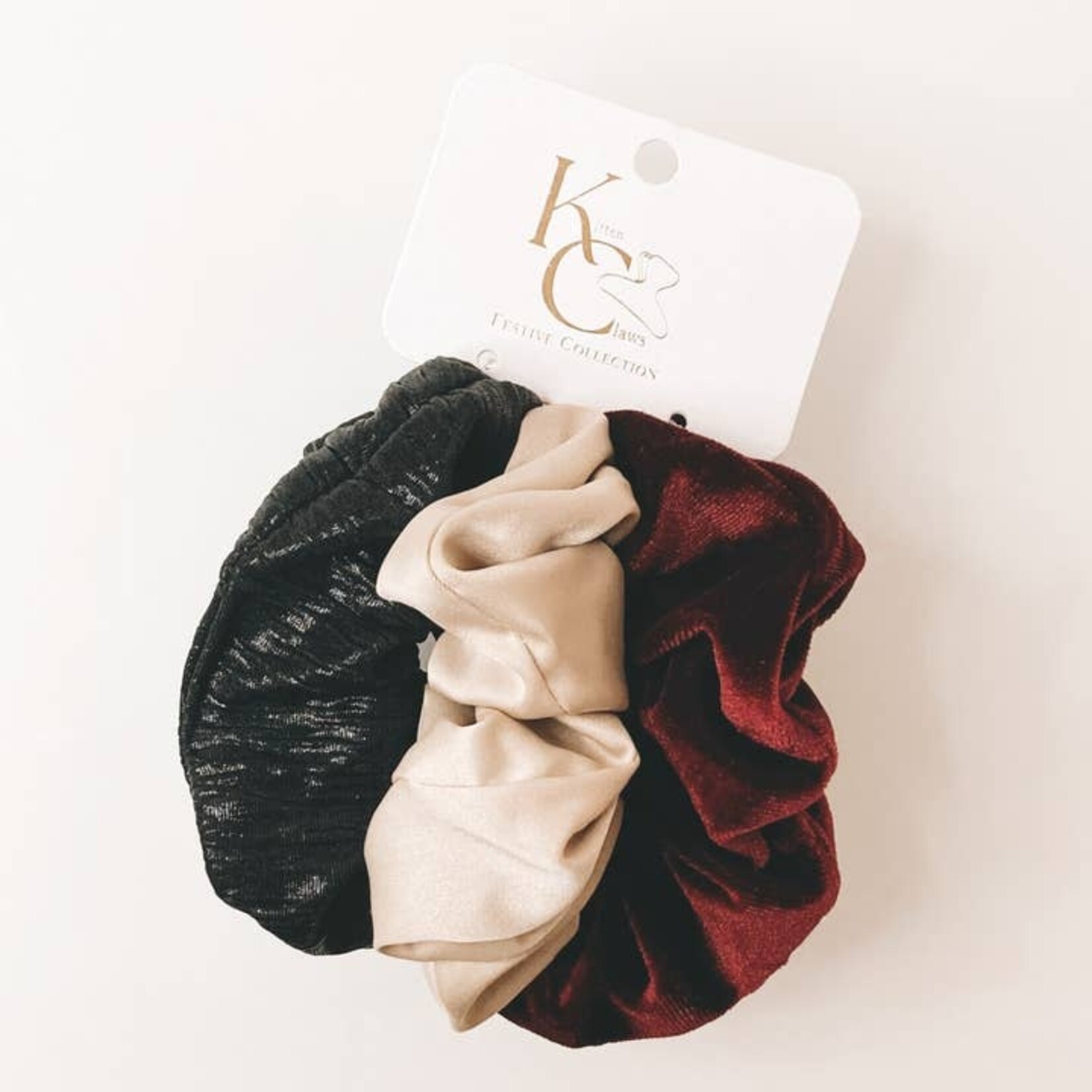 Hair Scrunchie Trio - Festive Red Collection