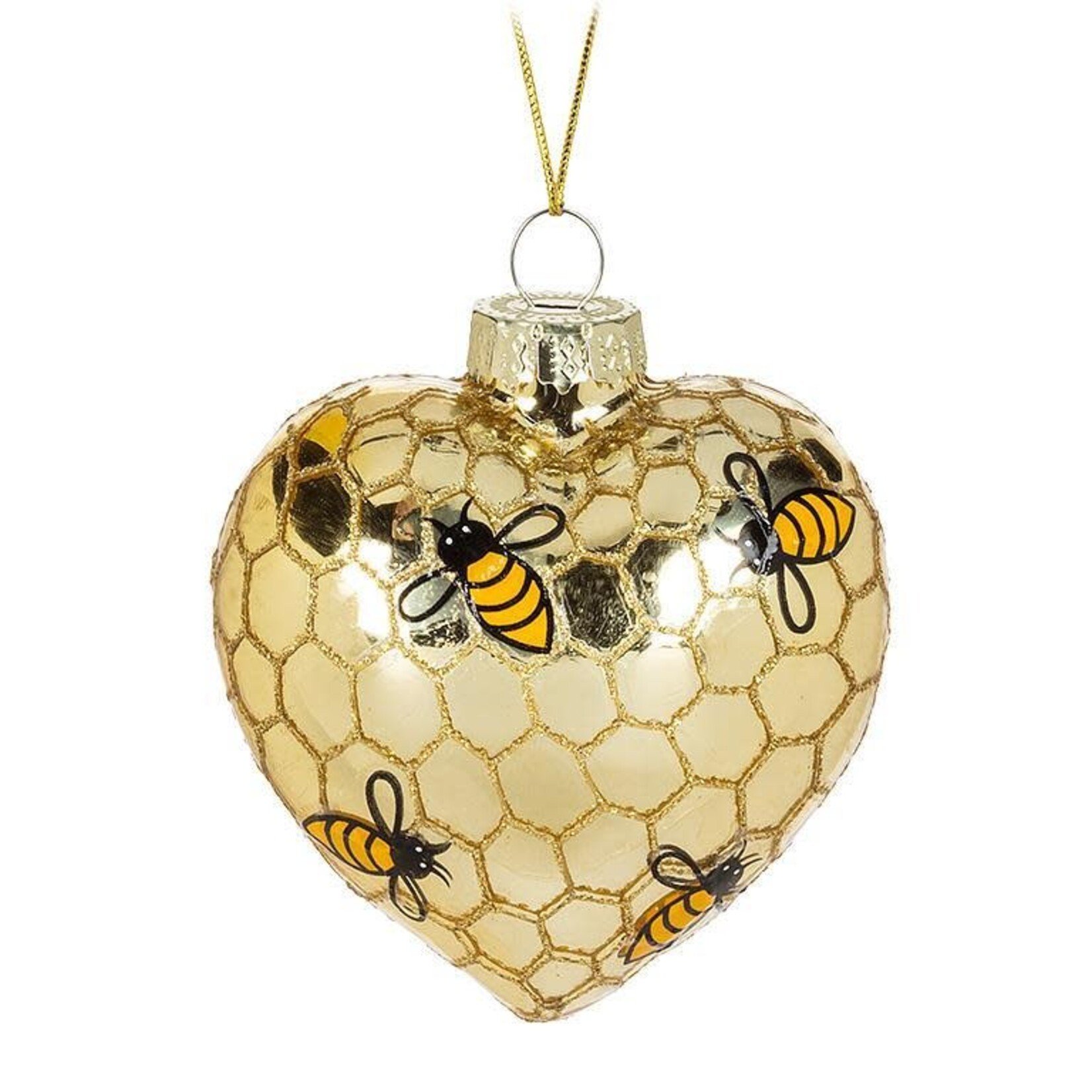 Glass Bee Heart Ornament