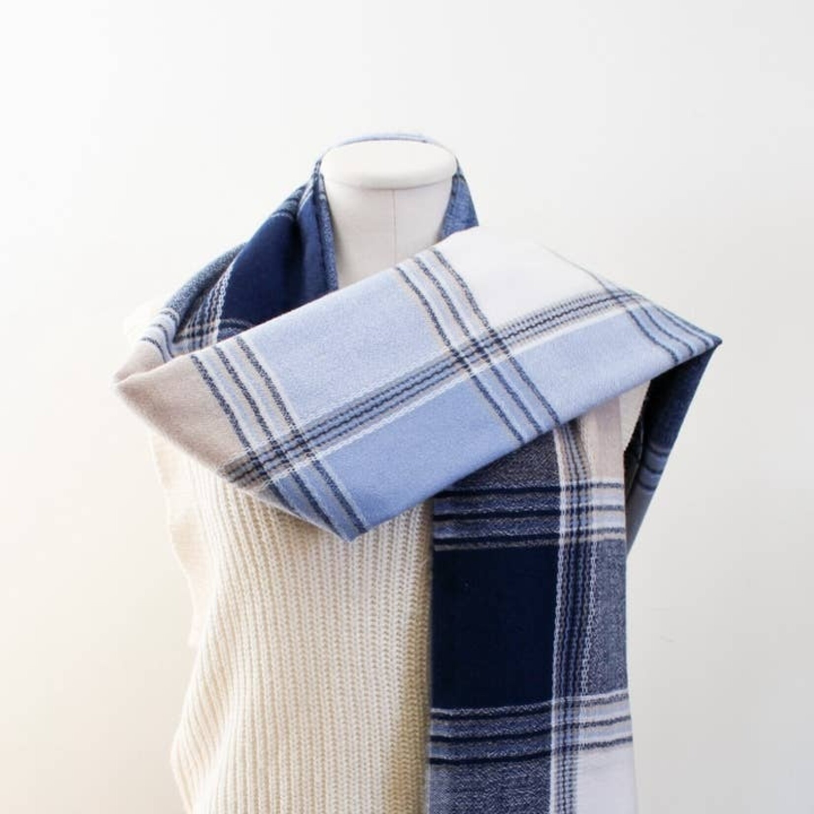 Blue Plaid Winter Scarf