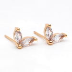 Gold Cubic Zirconia Leaf Stud Earrings