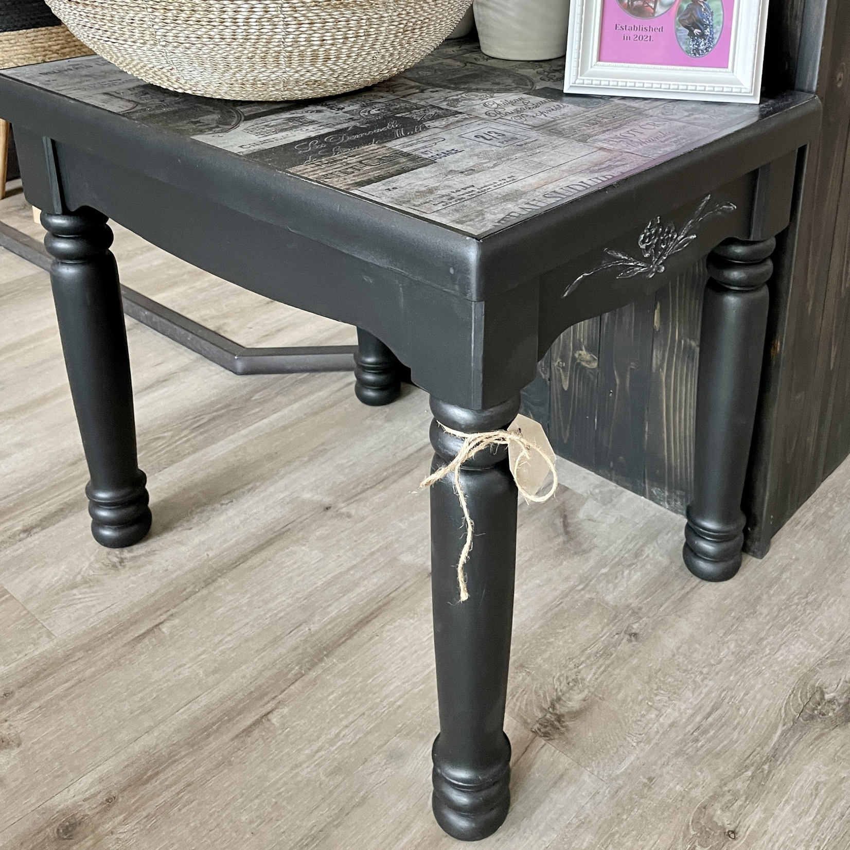 Refinished Black Side Table