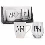 AM/PM Mug & Wine Glass Set