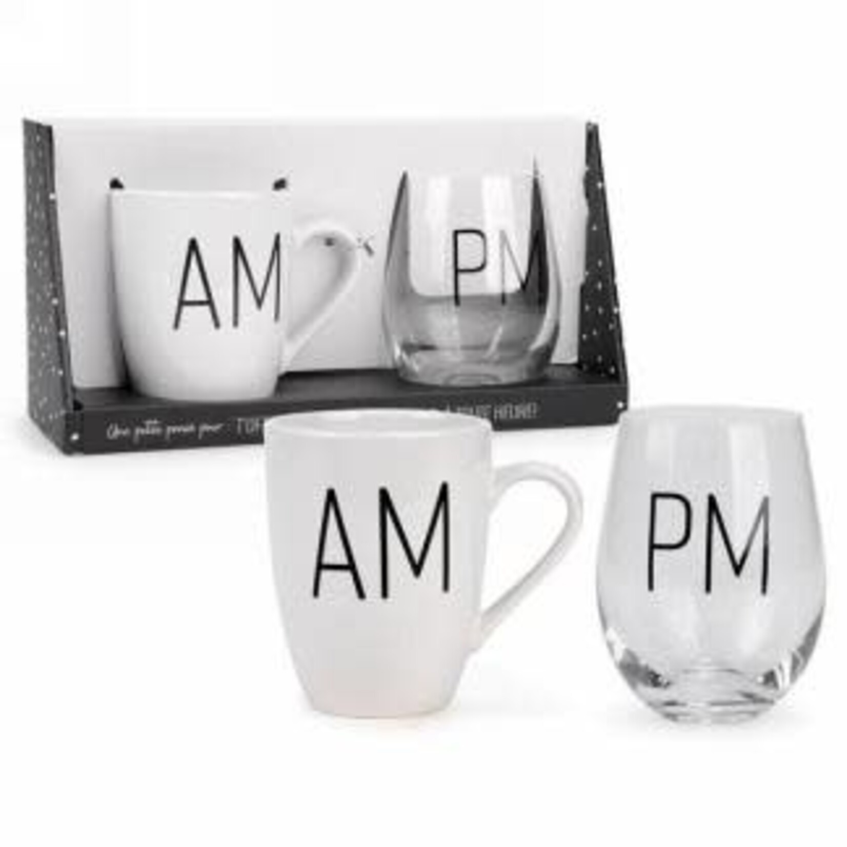 AM/PM Mug & Wine Glass Set