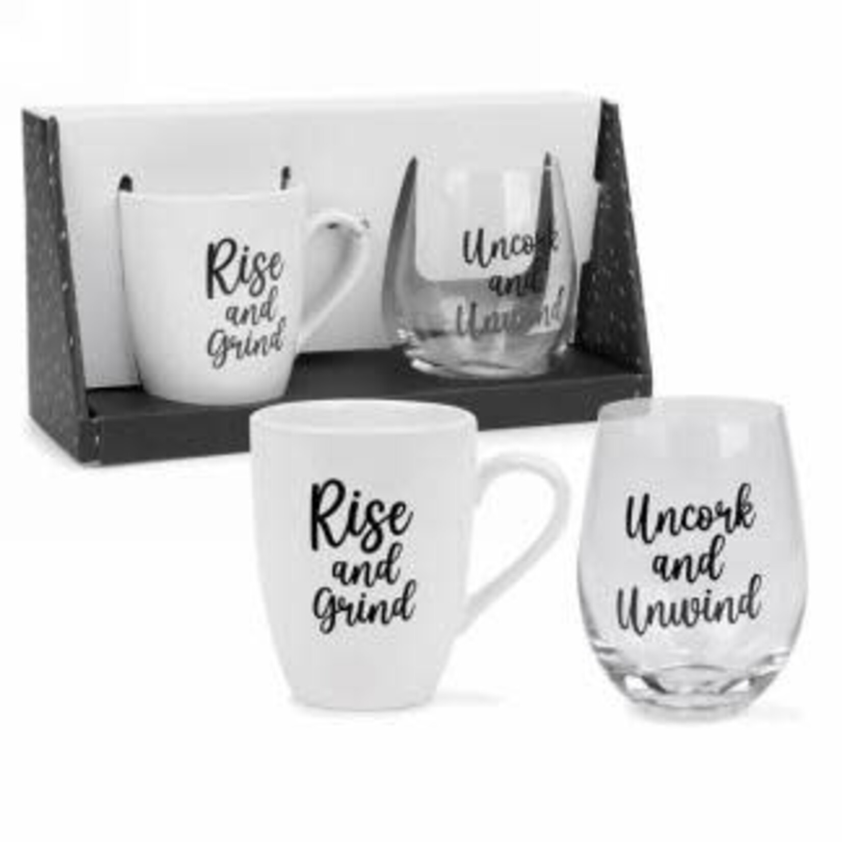 Rise/Uncork Mug & Wine Glass Set