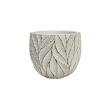 White Planter w Vine Pattern