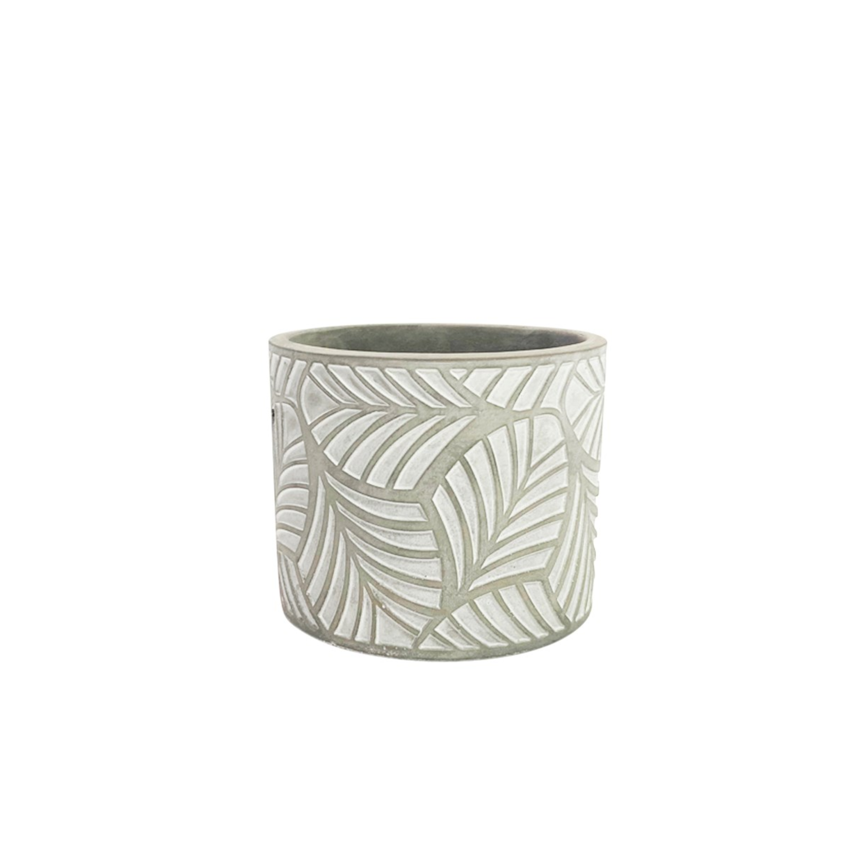 Grey & White Leaf Cement Planter - Large