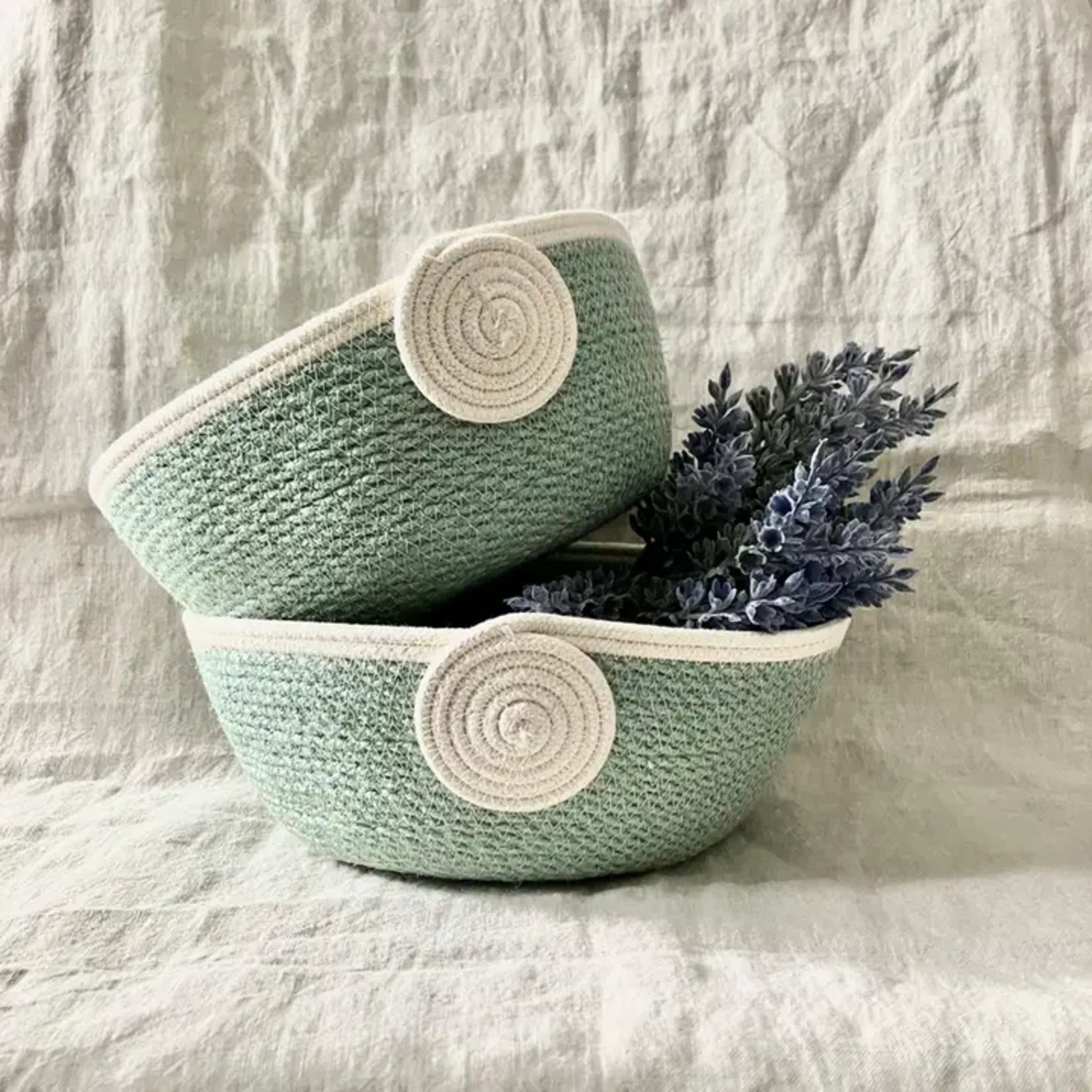 Seafoam Green Jute Rope Bowl