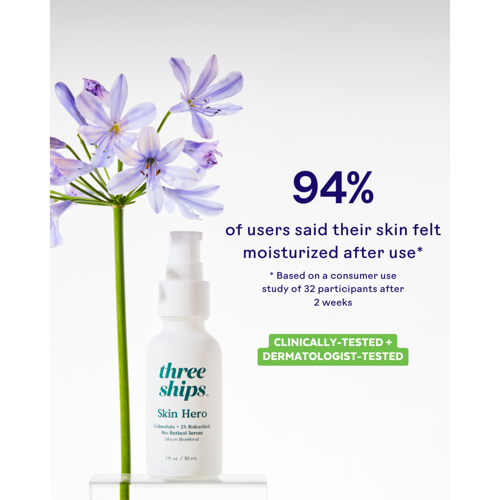 Three Ships Skin Hero Bio-Retinol Bakuchiol & Calendula Serum