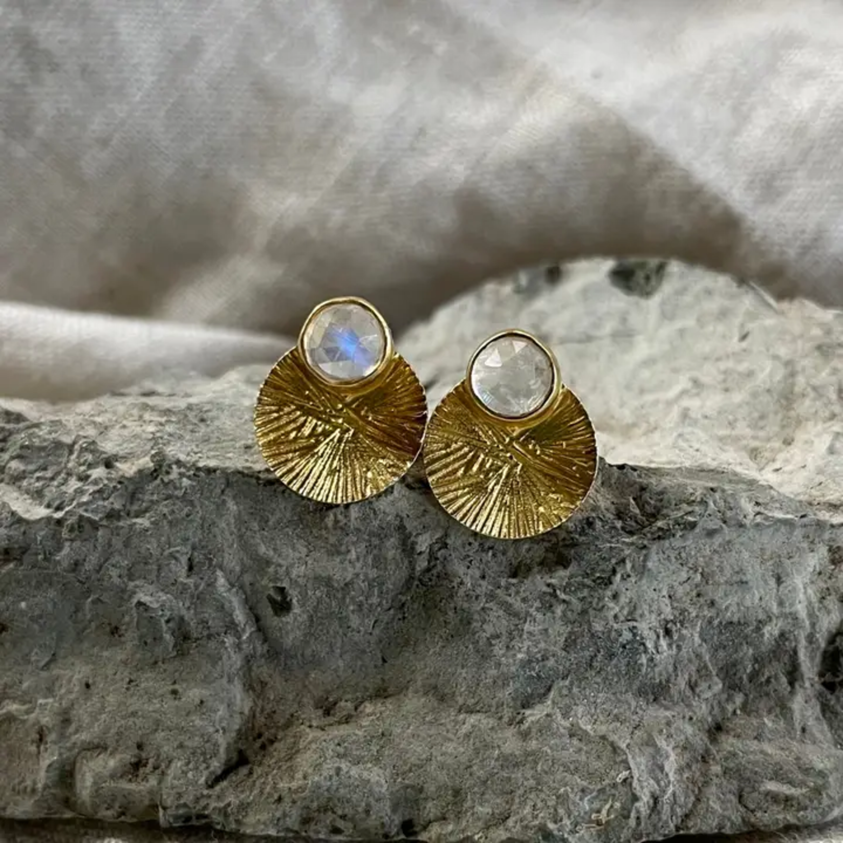 Gold Dion Earrings w Moonstone