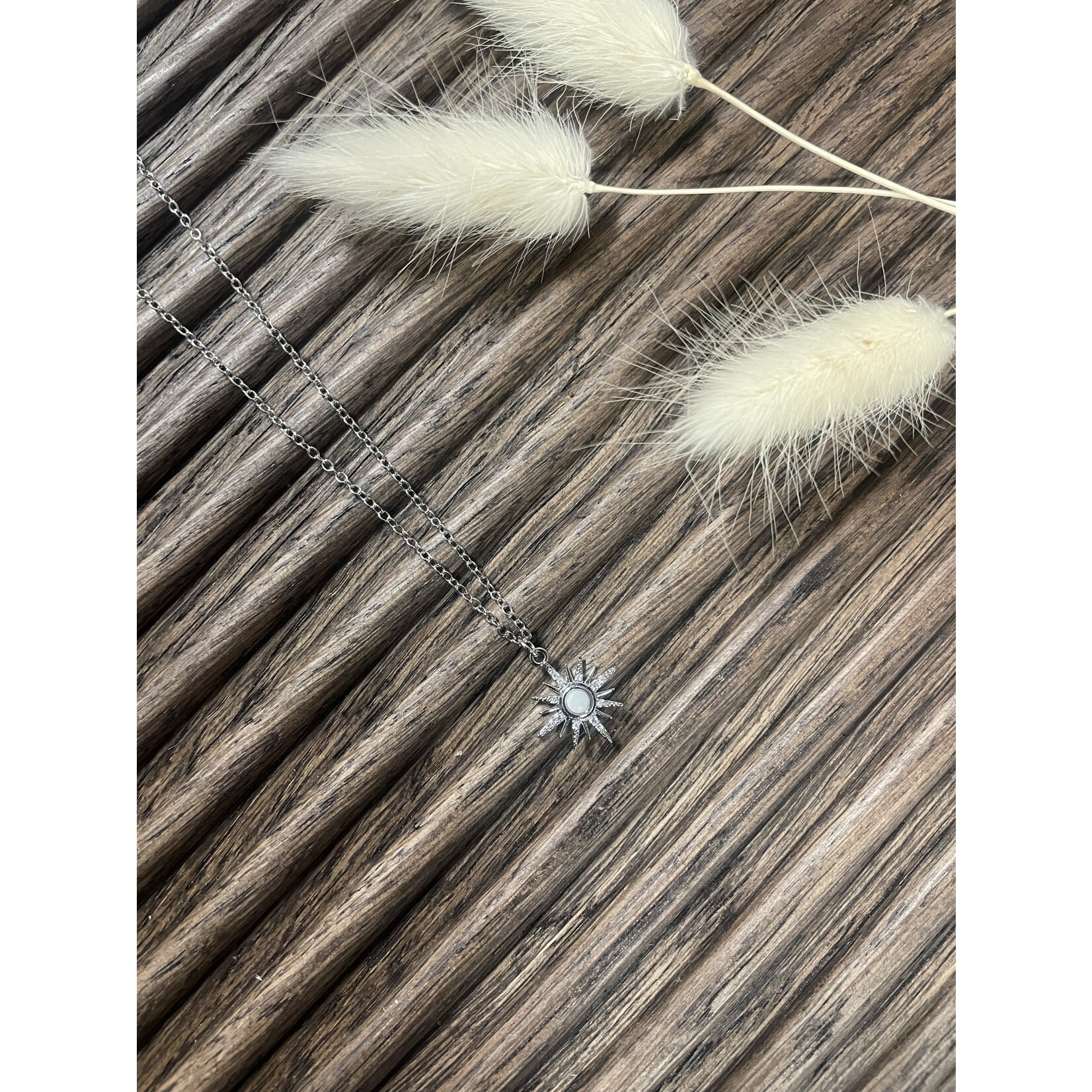Silver Necklace w Sun & Shell Pendant