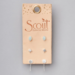 Silver Gabby Stud Trio w Amazonite - Stone of Courage