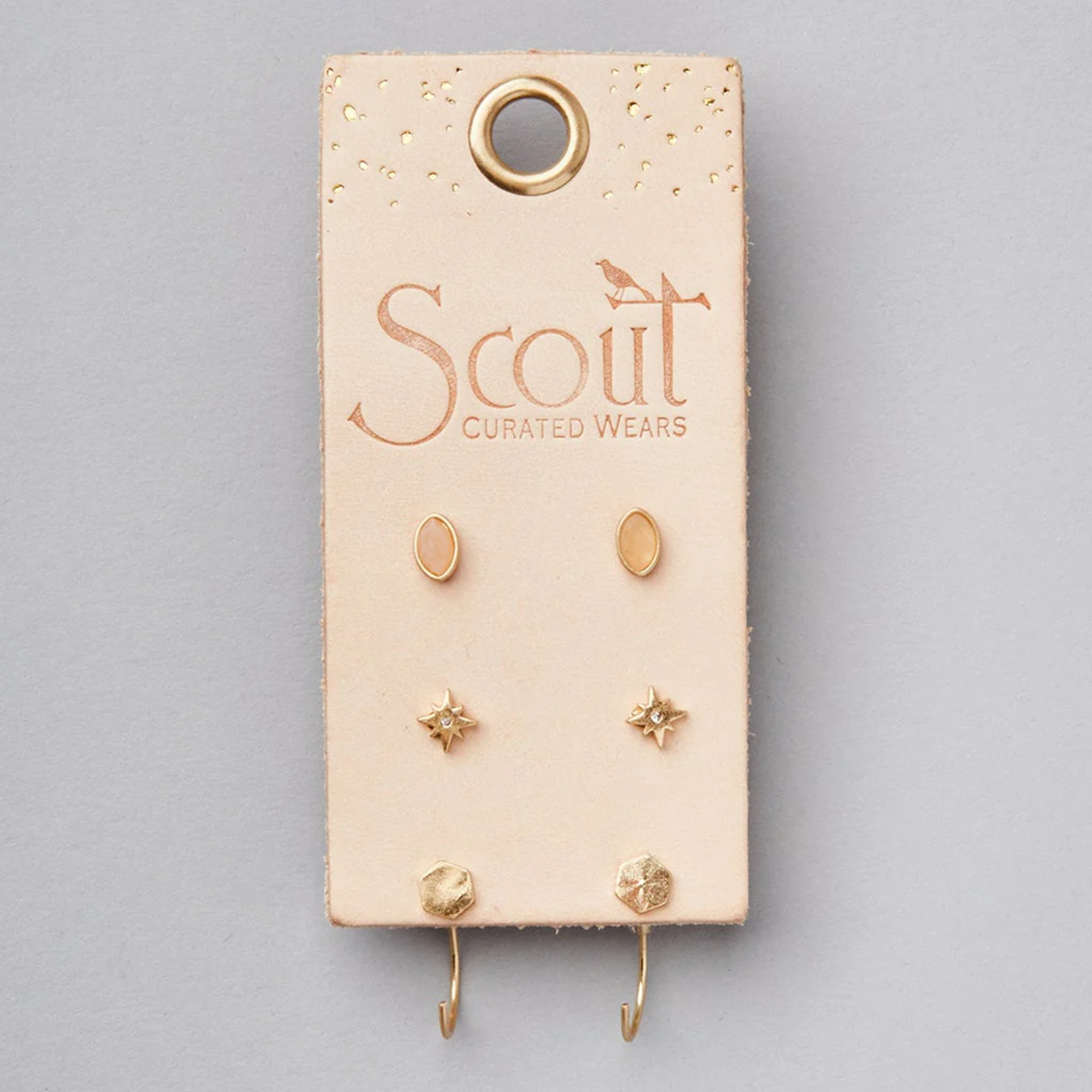 Gold Gabby Stud Trio w Sunstone - Stone of Joy