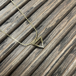 Gold Necklace w Triangle & Cubic Zirconia Pendant
