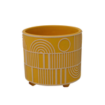 Mustard Yellow Planter w Geometric Patterns