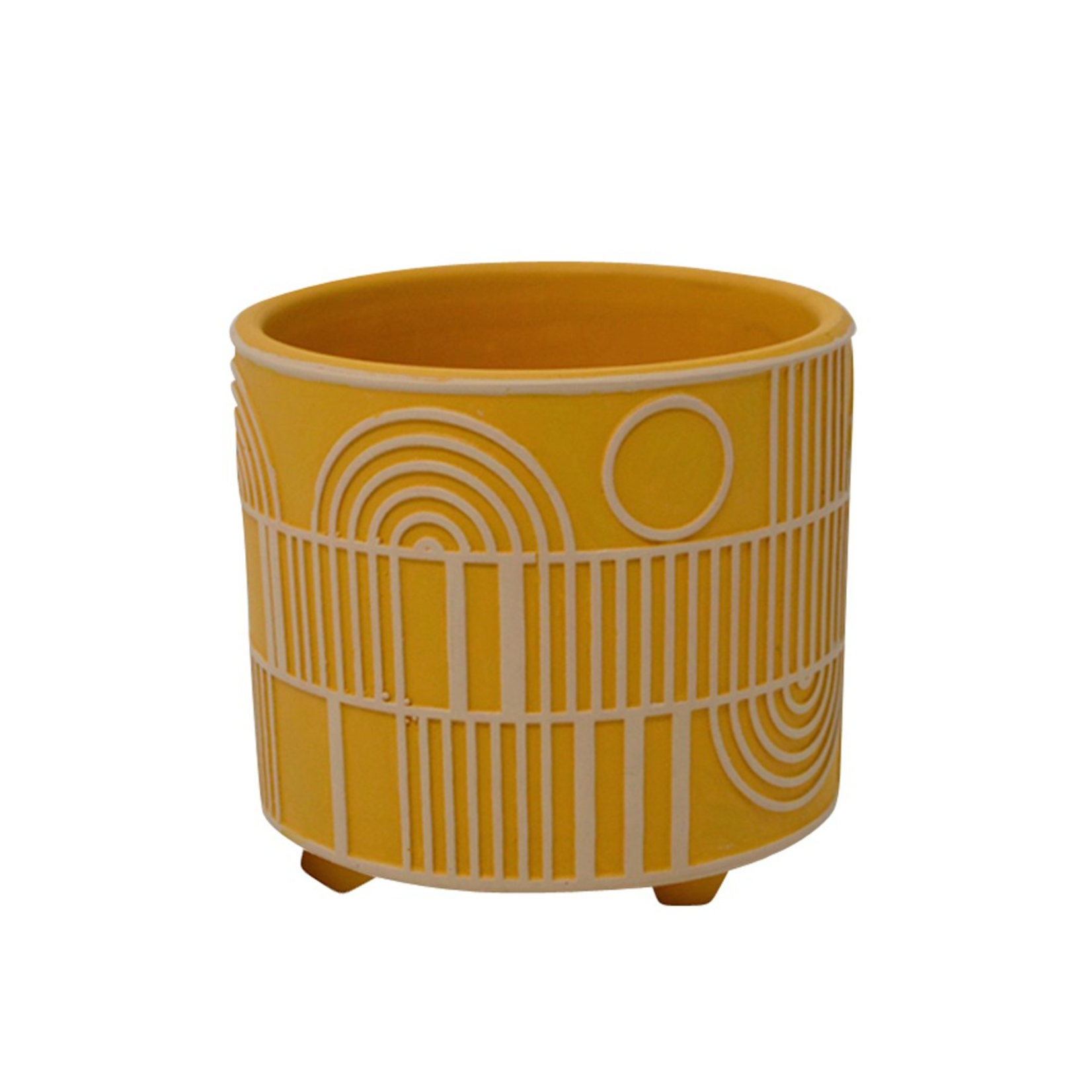 Mustard Yellow Planter w Geometric Patterns