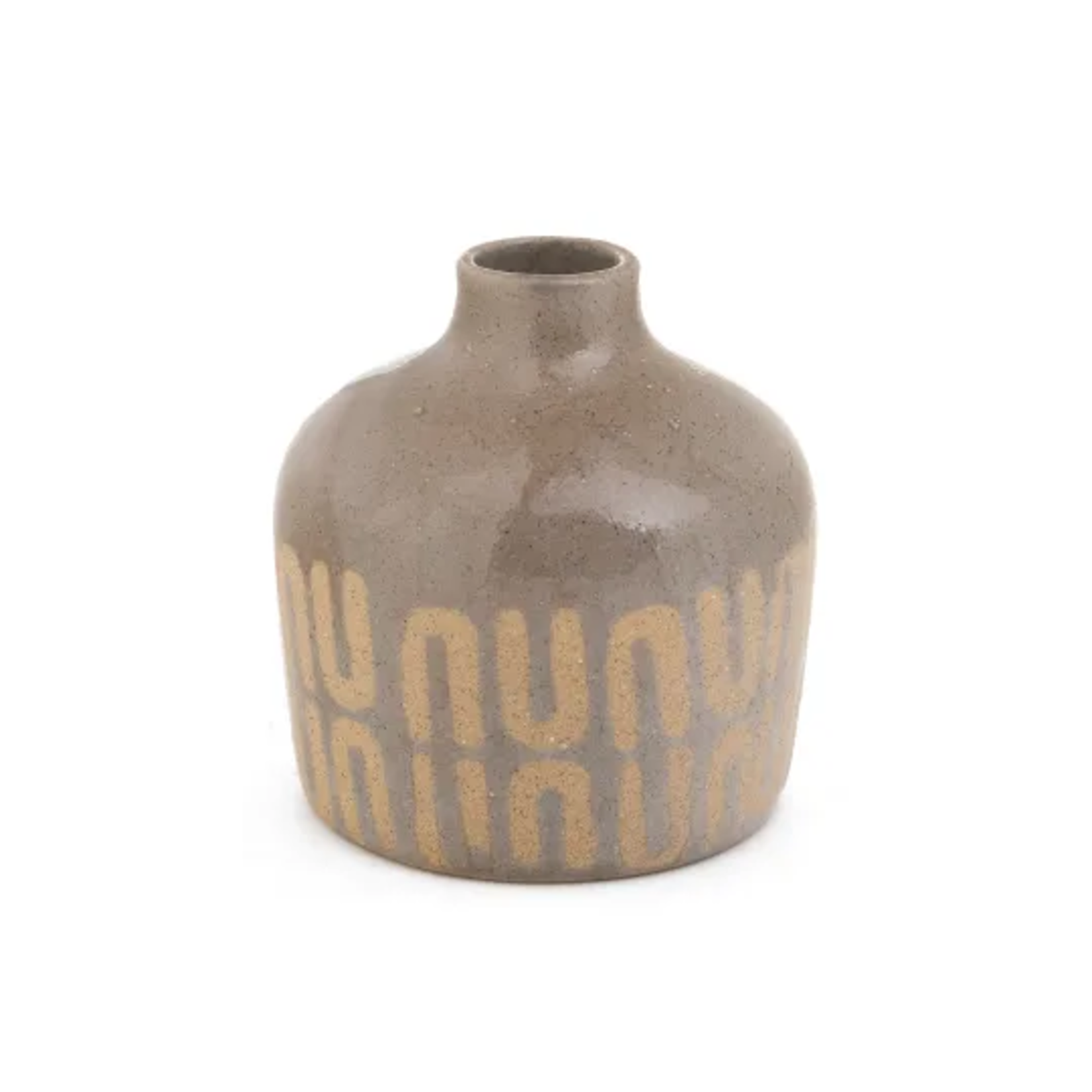Ceramic Grey Bud Vase w Arch Designs