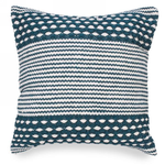 Handwoven Teal & Cream Cushion - 17x17