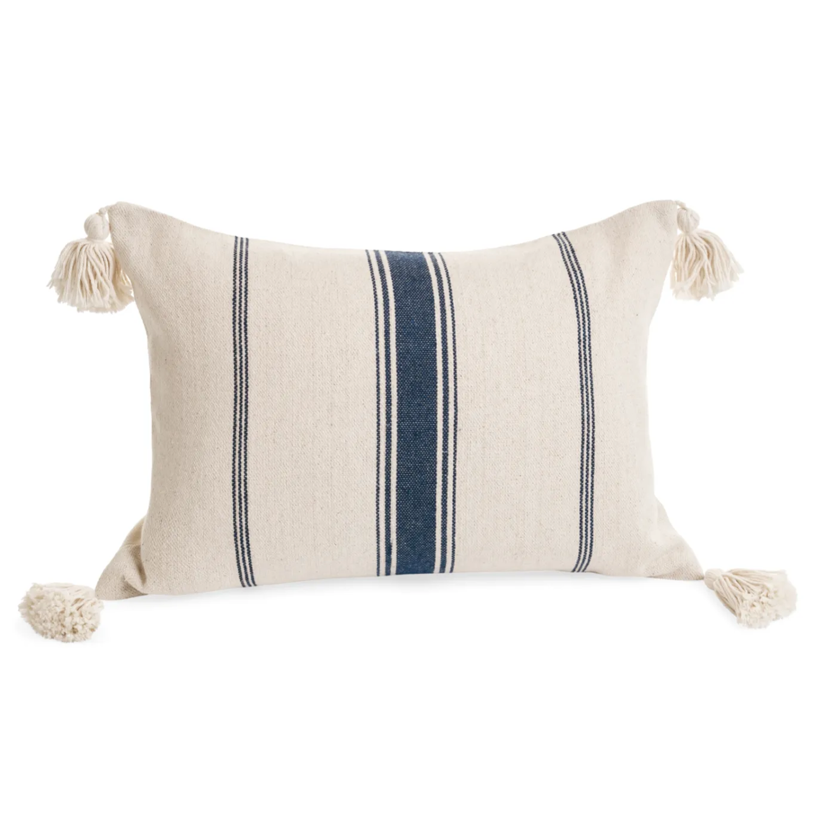 Navy & Natural Striped Cushion - 14x20