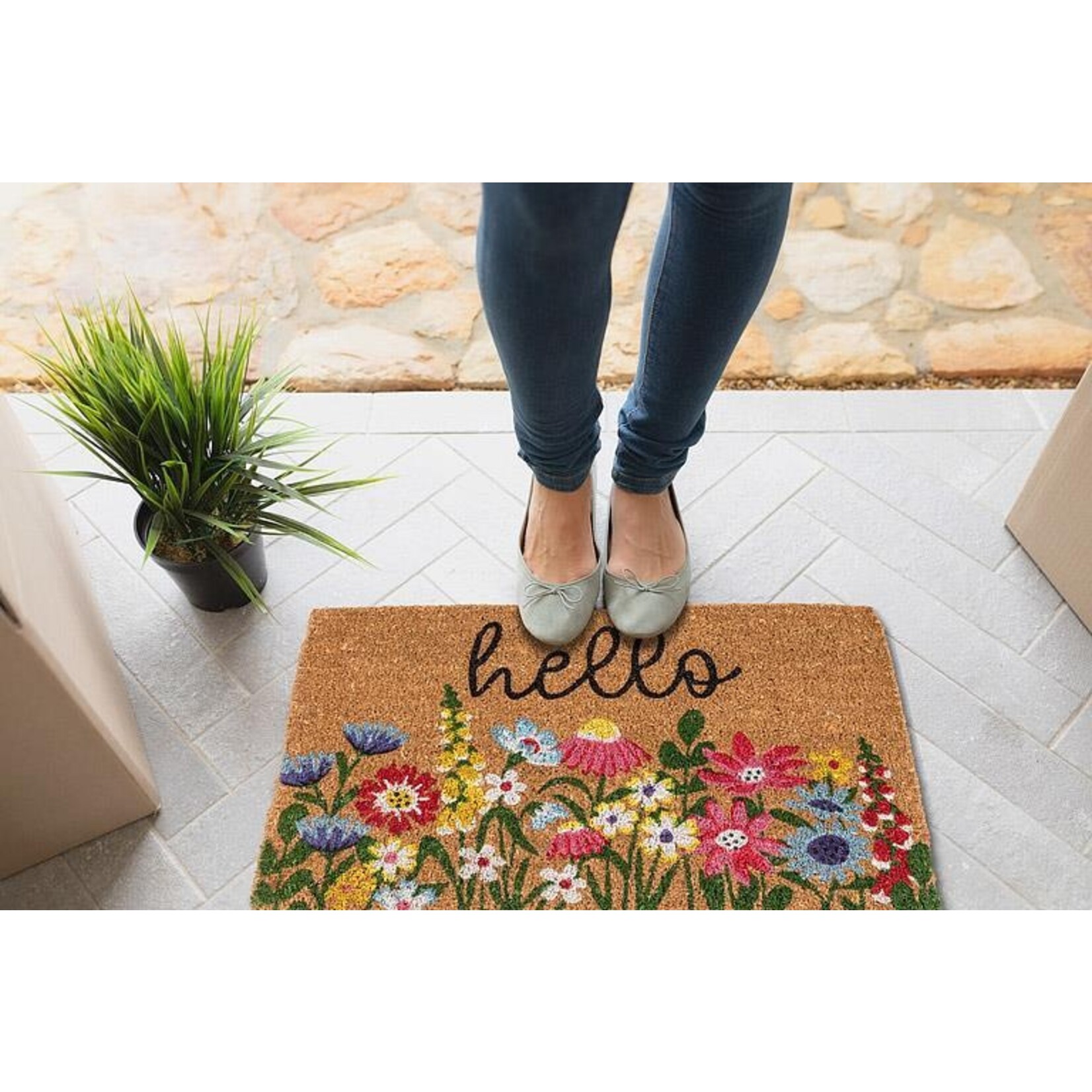 Bright Floral Hello Doormat