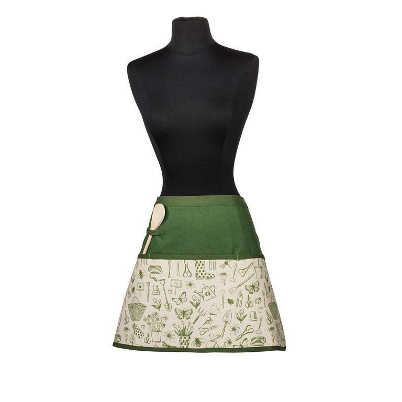 Small Green & Natural Cotton Canvas Garden Apron