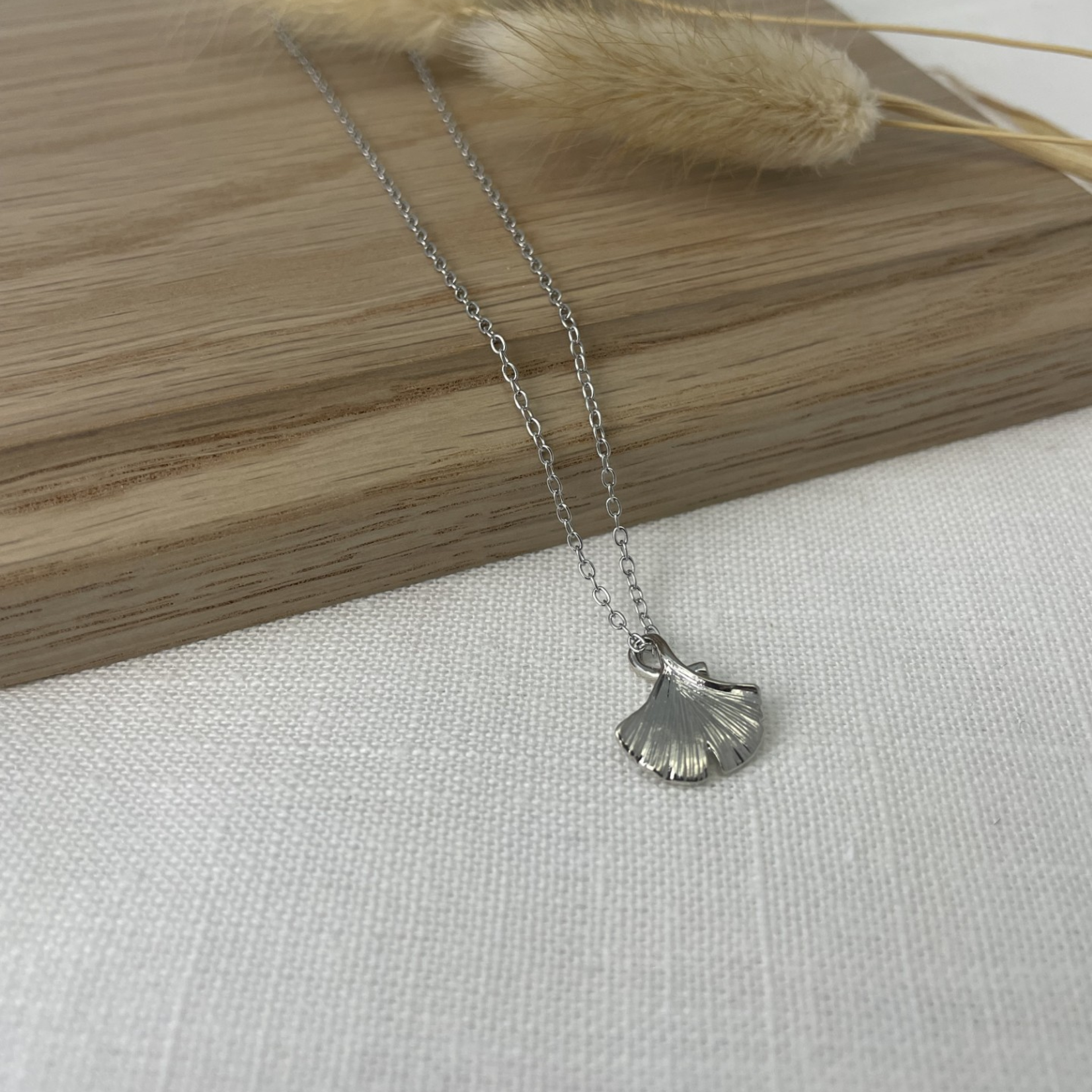 Silver Ginkgo Leaf Necklace
