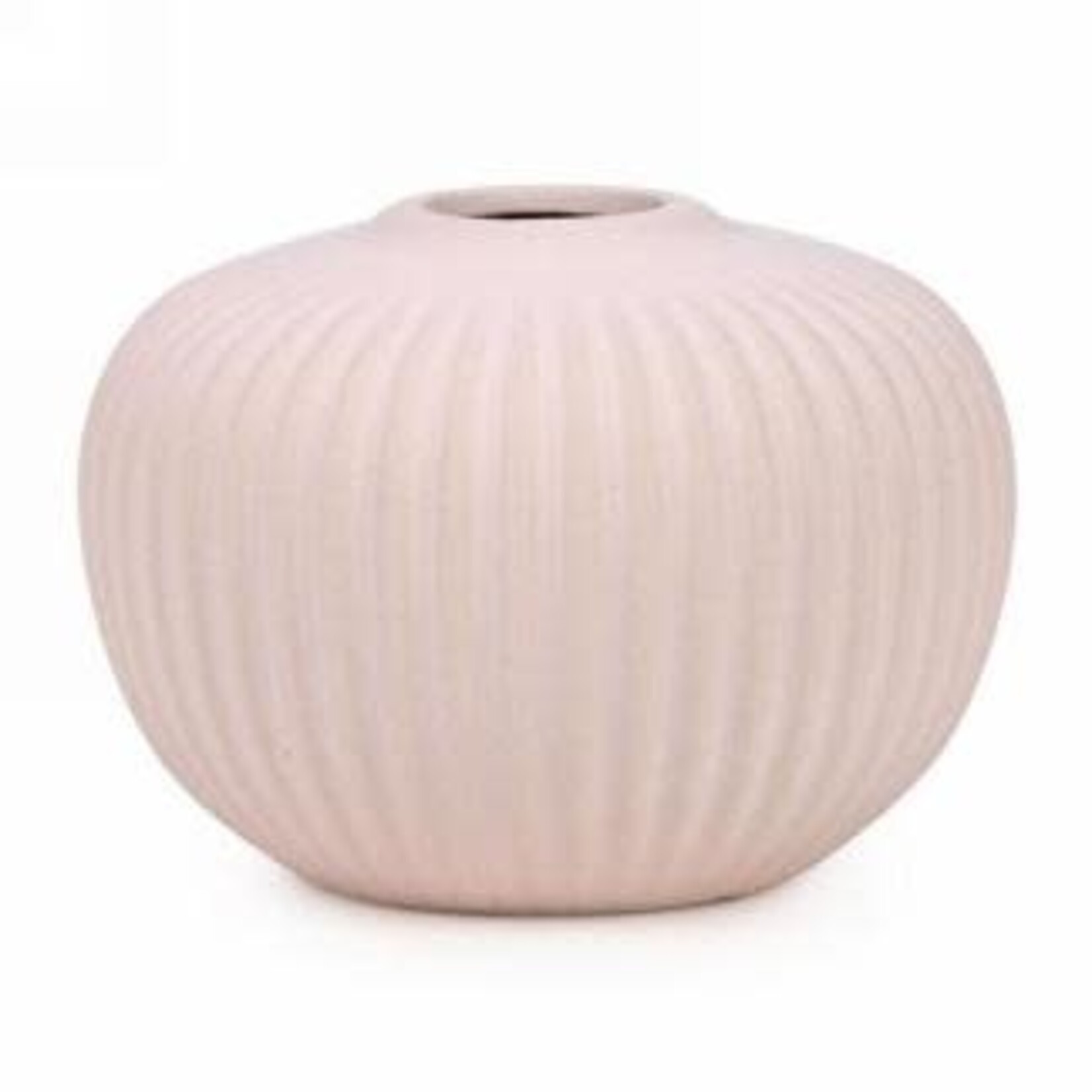 Short Light Pink Ridged Vase