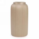 Tall Beige Ridged Ceramic Vase