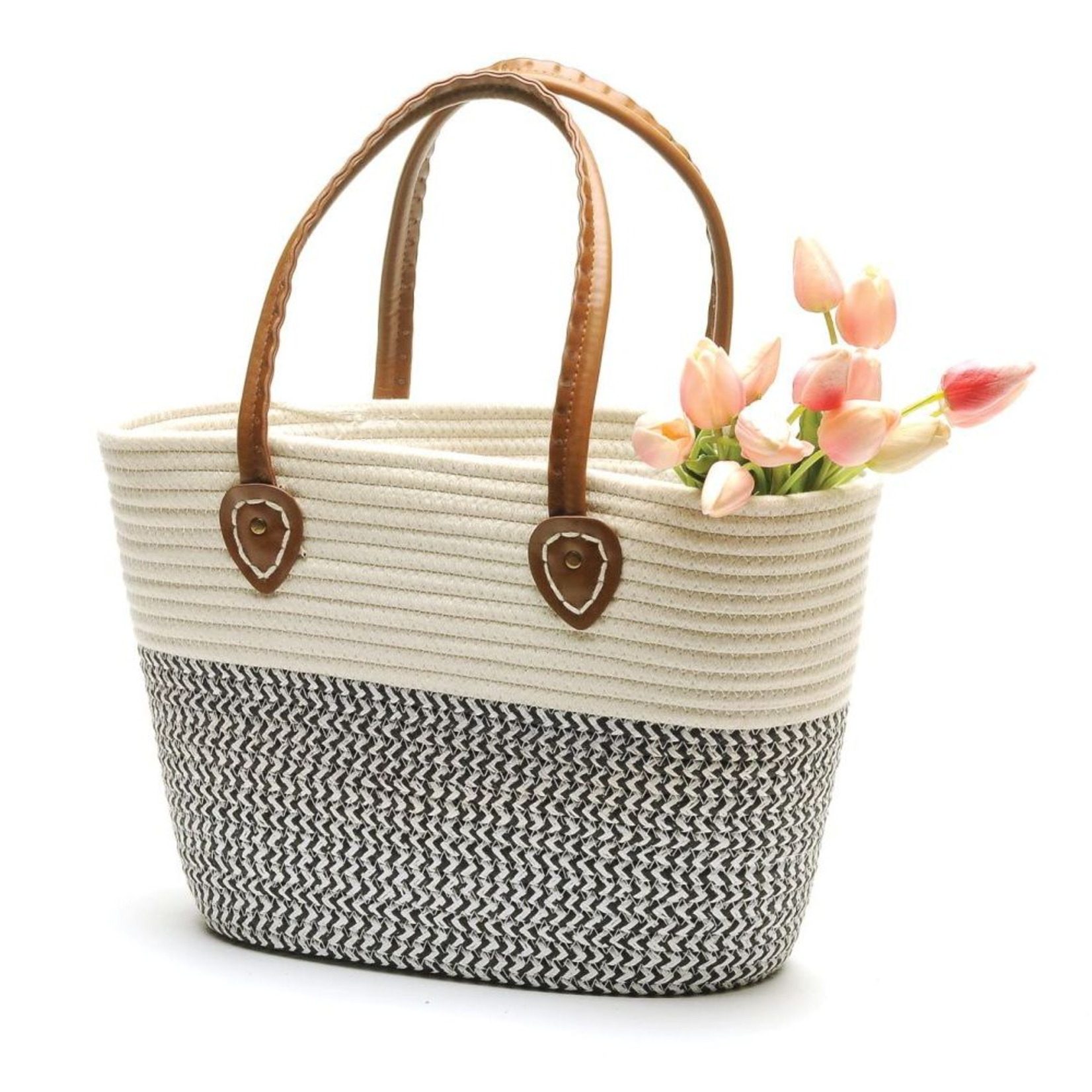 White & Black Cotton Market Bag