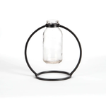 Glass Vase in Round Metal Stand
