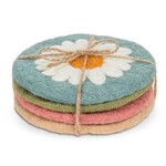 Felted Daisy Coasters - Set of 4