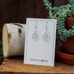 Silver Floral Teardrop Earrings