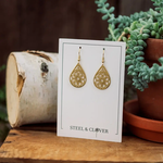 Gold Floral Teardrop Earrings